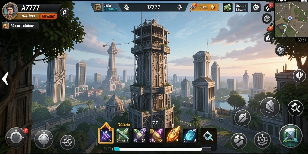 Tampilan gameplay menakjubkan dari A7777 dalam pertahanan menara.
