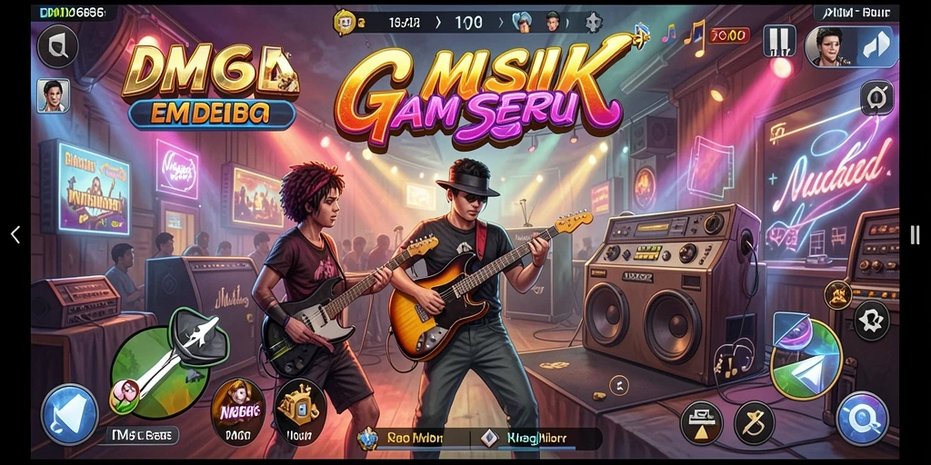 Screenshot utama DMD686 menampilkan gameplay musik yang dinamis dan menarik.