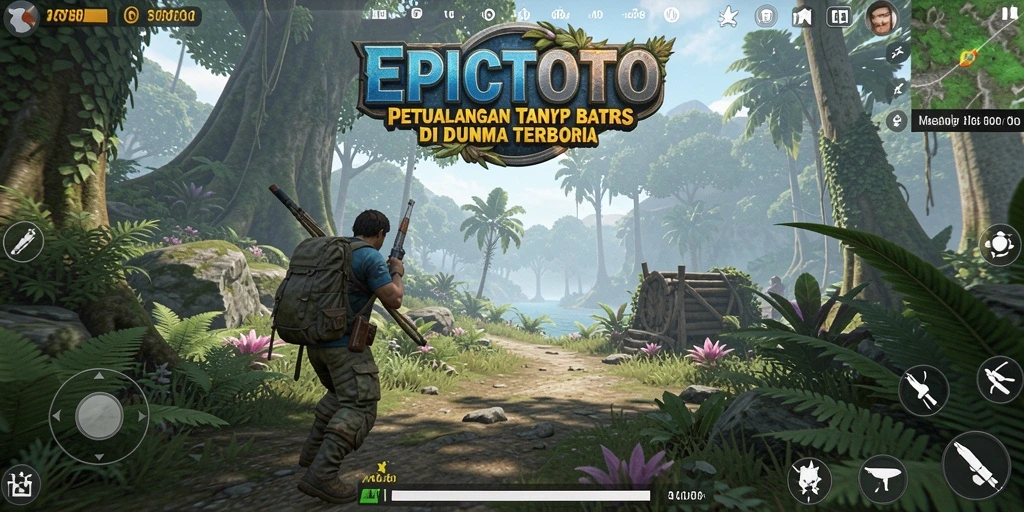 Screenshot gameplay EPICTOTO menampilkan petualangan seru di dunia terbuka.