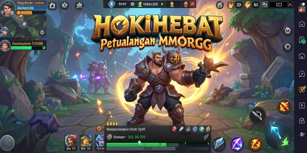 Tampilan gameplay HOKIHEBAT yang menakjubkan dan penuh aksi MMORPG.