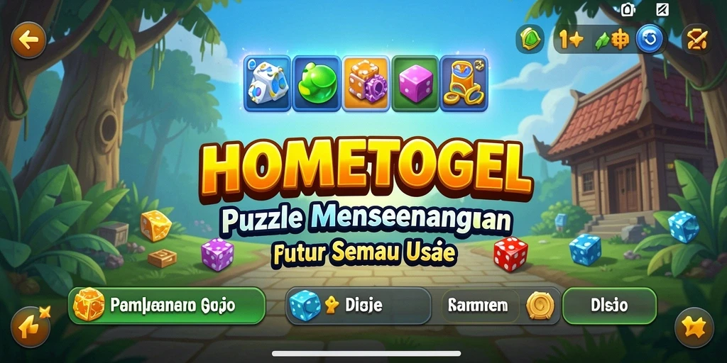 Screenshot dari gameplay HOMETOGEL menampilkan tantangan Puzzle yang seru.