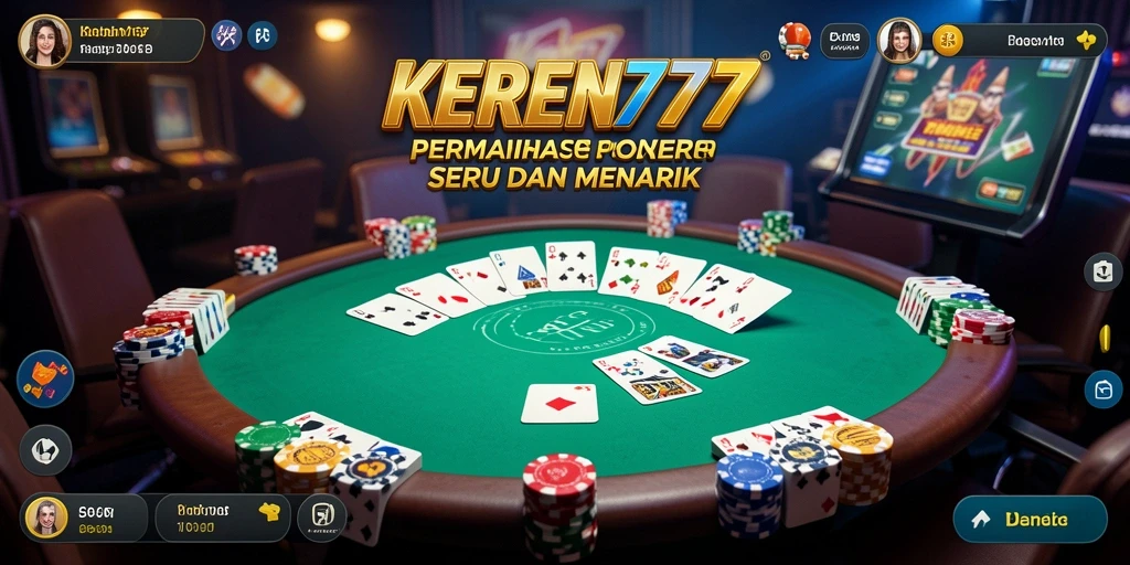 Tampilan gameplay KEREN777 dengan kartu poker yang menarik.