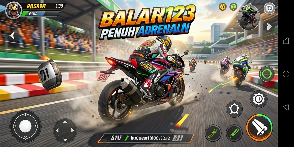 Tampilan seru dari gameplay balapan motor di PASAR123.