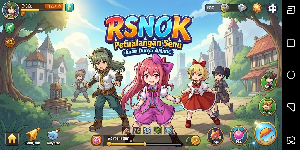 Screenshot utama RSNOK yang menampilkan aksi petualangan Anime.