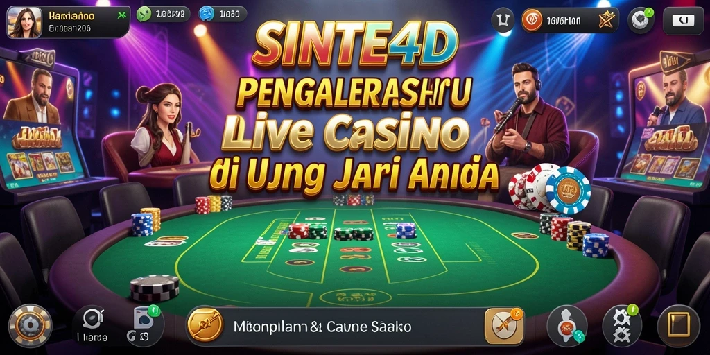 Screenshot gameplay SINTE4D yang menampilkan dealer langsung dan suasana kasino.