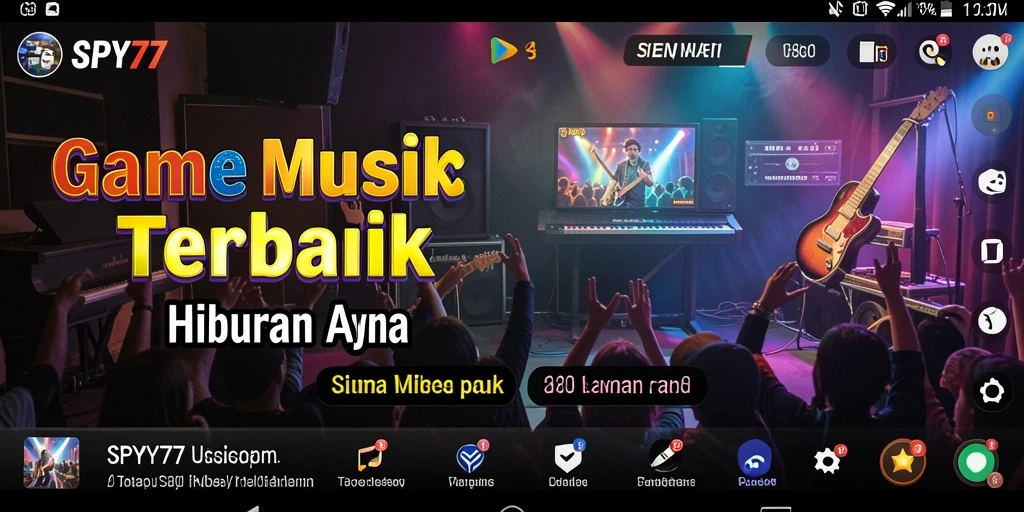 Tampilan gameplay SPY77 dengan efek musik yang menarik.