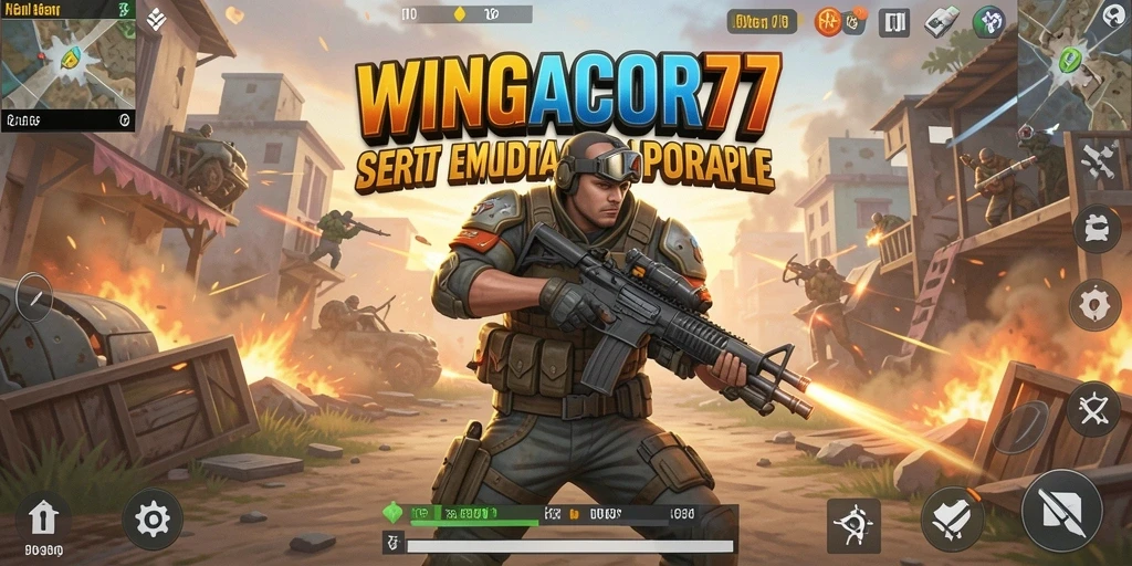 Tampilan utama gameplay WINGACOR77 saat pertempuran seru Battle Royale.